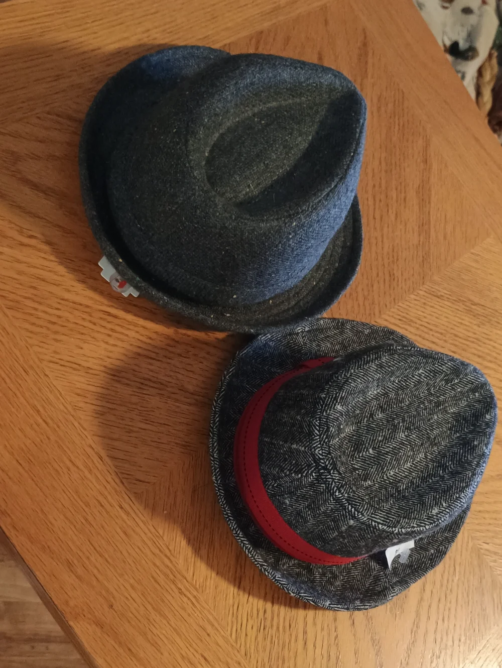 TWO INFANT SZ 12 / 24 MONTH FEDORA  (Gray/Black Tweed)
